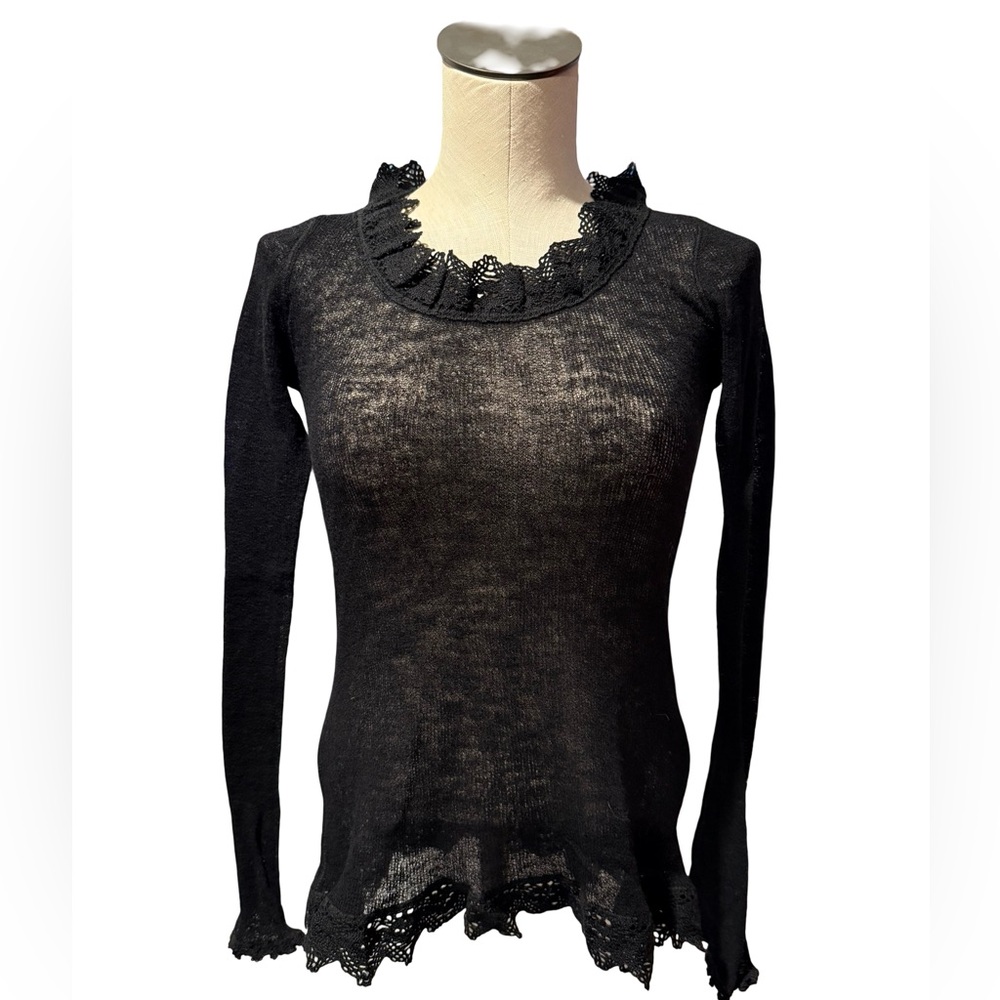 Jean Paul Gaultier Maille Femme Black Lace Trim Top size S
